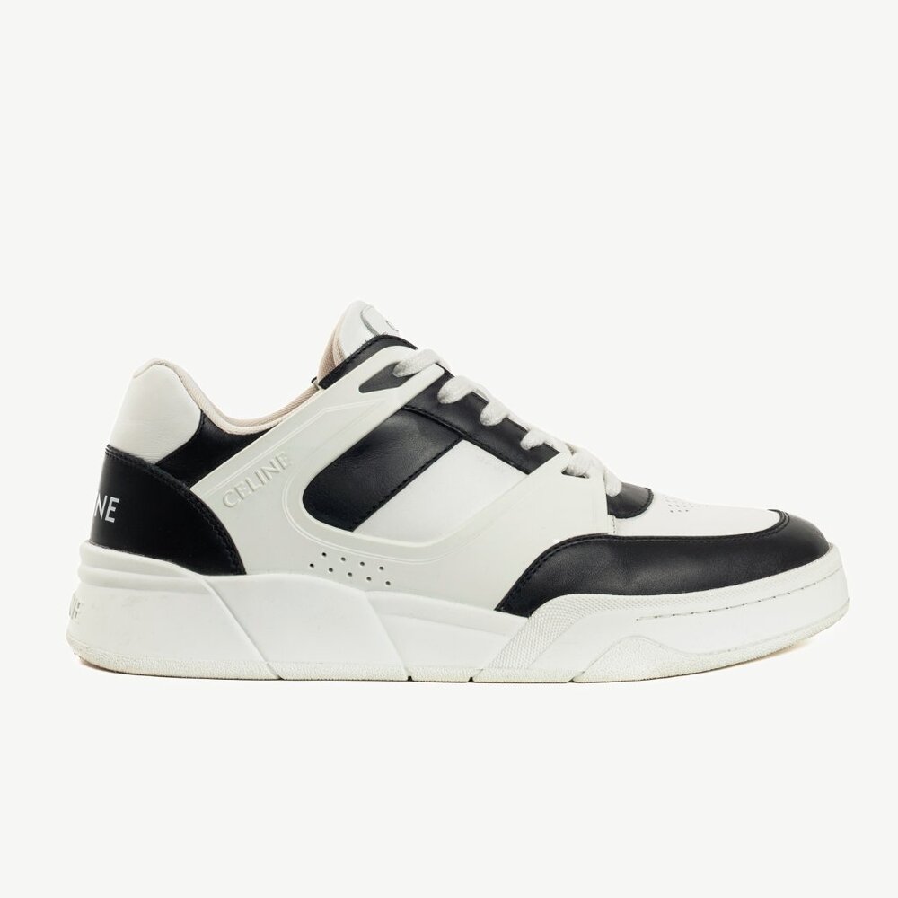 Celine CT-07 Optic White & Black Calfskin Low Lace-Up Trainers